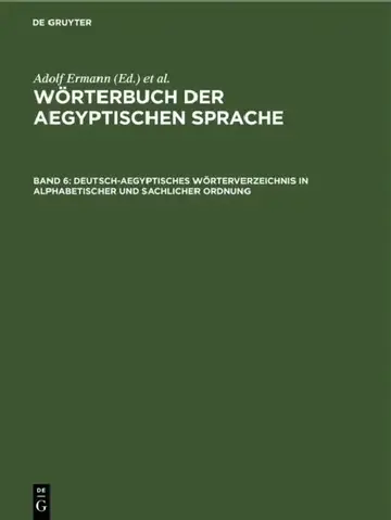 Cover of Deutsch-Aegyptisches Wörterverzeichnis in Alphabetischer Und Sachlicher Ordnung