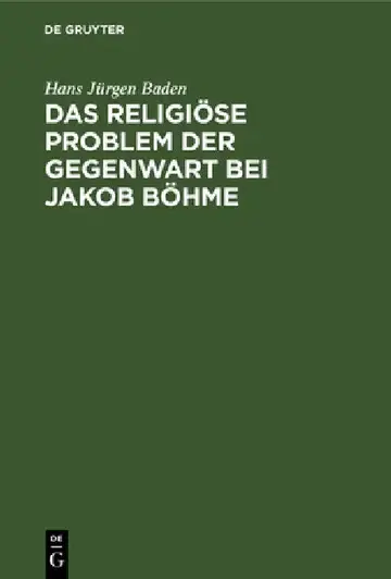 Cover of Das Religiöse Problem Der Gegenwart Bei Jakob Böhme