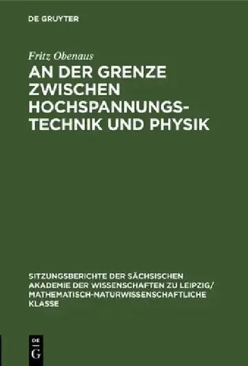 Cover of An Der Grenze Zwischen Hochspannungstechnik Und Physik