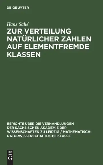 Cover of Zur Verteilung Natürlicher Zahlen Auf Elementfremde Klassen
