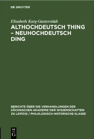 Cover of Althochdeutsch Thing - Neuhochdeutsch Ding