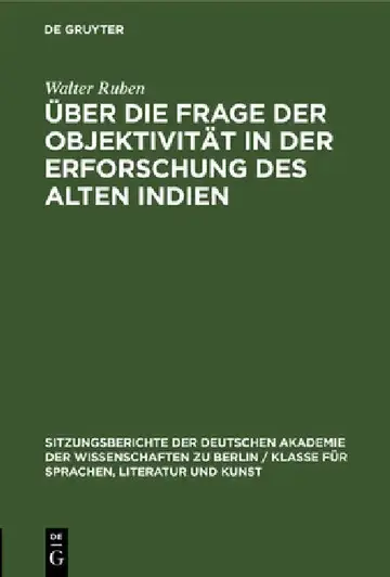 Cover of Über Die Frage Der Objektivität in Der Erforschung Des Alten Indien