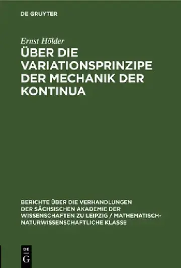 Cover of Über Die Variationsprinzipe Der Mechanik Der Kontinua