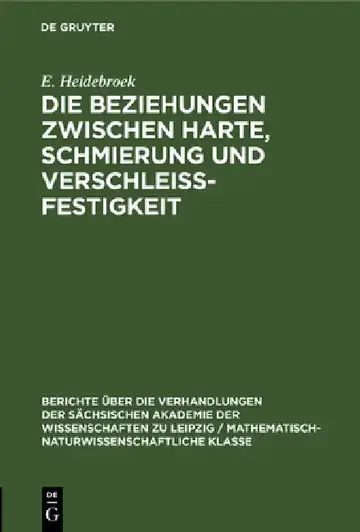 Cover of Die Beziehungen Zwischen Harte, Schmierung Und Verschleissfestigkeit