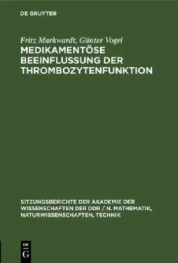 Cover of Medikamentöse Beeinflussung Der Thrombozytenfunktion