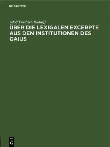 Cover of Über Die Lexigalen Excerpte Aus Den Institutionen Des Gaius