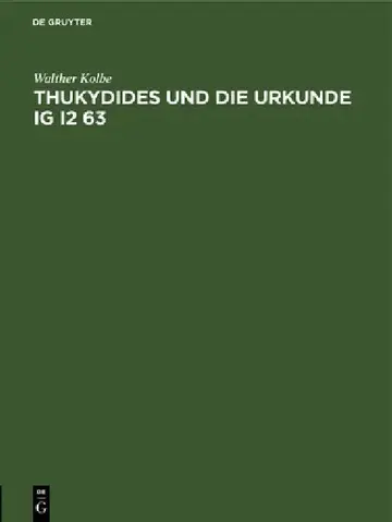 Cover of Thukydides Und Die Urkunde Ig I2 63