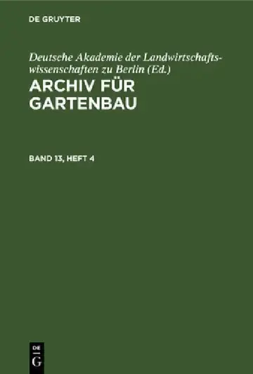 Cover of Archiv Für Gartenbau. Band 13, Heft 4