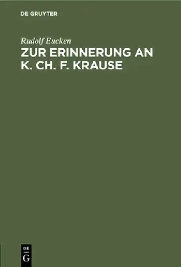 Cover of Zur Erinnerung an K. Ch. F. Krause