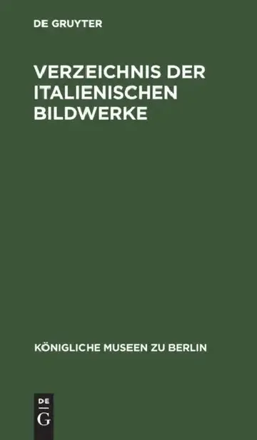Cover of Verzeichnis Der Italienischen Bildwerke