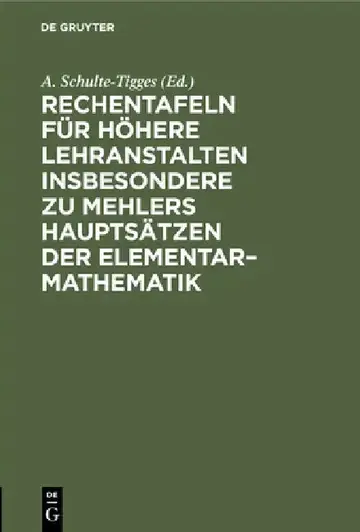 Cover of Rechentafeln Für Höhere Lehranstalten Insbesondere Zu Mehlers Hauptsätzen Der Elementar-Mathematik