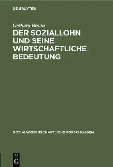 Cover of Der Soziallohn Und Seine Wirtschaftliche Bedeutung