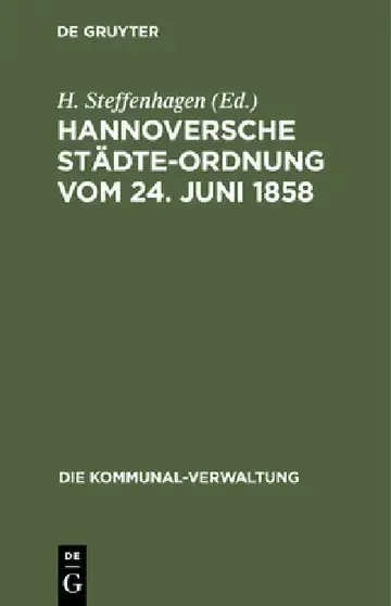 Cover of Hannoversche Städte-Ordnung Vom 24. Juni 1858
