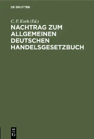 Cover of Nachtrag Zum Allgemeinen Deutschen Handelsgesetzbuch