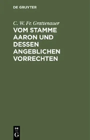 Cover of Vom Stamme Aaron Und Dessen Angeblichen Vorrechten