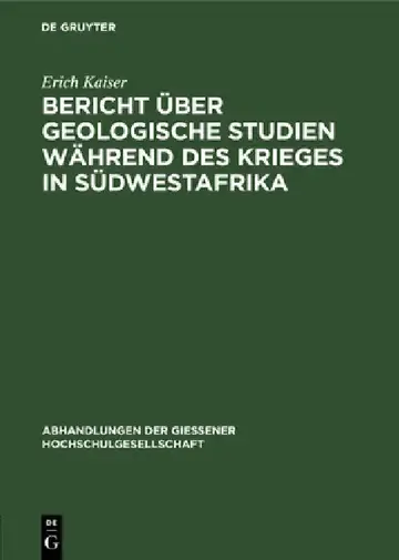 Cover of Bericht Über Geologische Studien Während Des Krieges in Südwestafrika