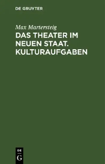Cover of Das Theater Im Neuen Staat. Kulturaufgaben