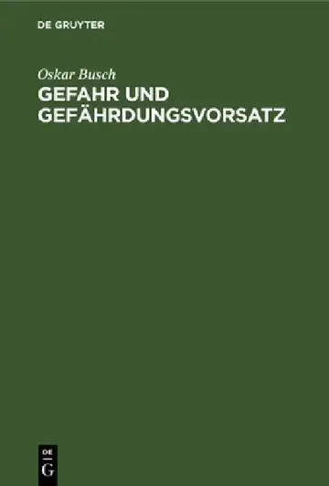 Cover of Gefahr Und Gefährdungsvorsatz