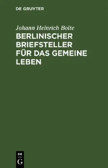 Cover of Berlinischer Briefsteller Für Das Gemeine Leben
