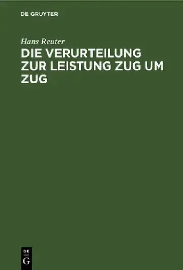 Cover of Die Verurteilung Zur Leistung Zug Um Zug