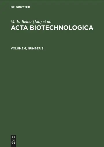 Cover of Acta Biotechnologica. Volume 6, Number 3