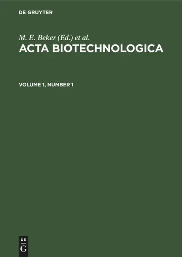 Cover of ACTA Biotechnologica. Volume 1, Number 1