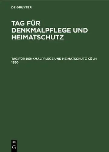 Cover of Tag Für Denkmalpflege Und Heimatschutz Köln 1930