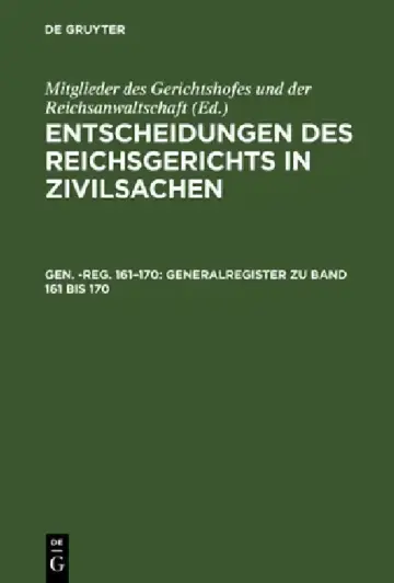 Cover of Generalregister Zu Band 161 Bis 170