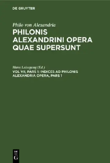 Cover of Indices AD Philonis Alexandria Opera, Pars 1