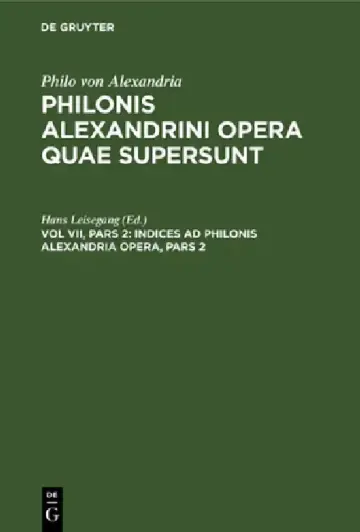 Cover of Indices AD Philonis Alexandrini Opera, Pars 2