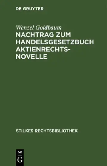 Cover of Nachtrag Zum Handelsgesetzbuch Aktienrechtsnovelle