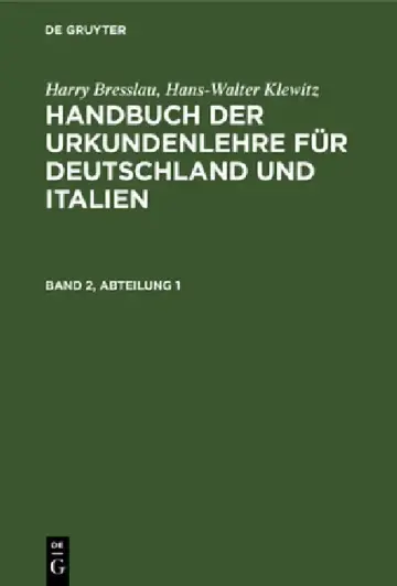 Cover of Harry Bresslau; Hans-Walter Klewitz