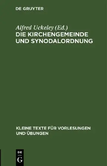 Cover of Die Kirchengemeinde Und Synodalordnung