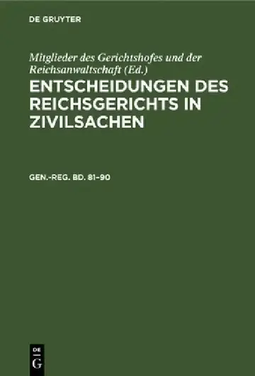 Cover of Generalregister Zum Band 81-90