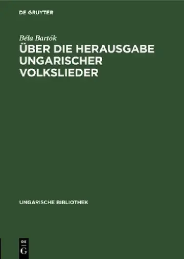 Cover of Über die Herausgabe ungarischer Volkslieder