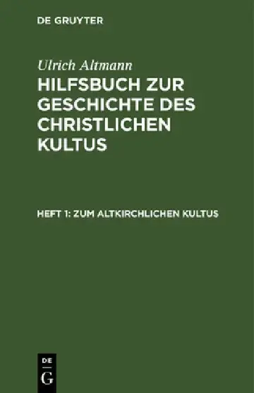 Cover of Zum Altkirchlichen Kultus