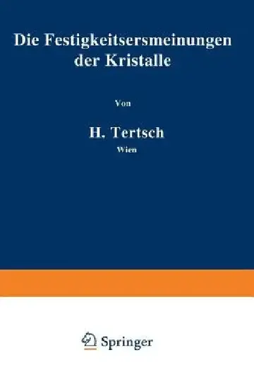 Cover of Die Festigkeitserscheinungen Der Kristalle