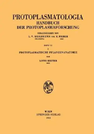 Cover of Protoplasmatische Pflanzenanatomie