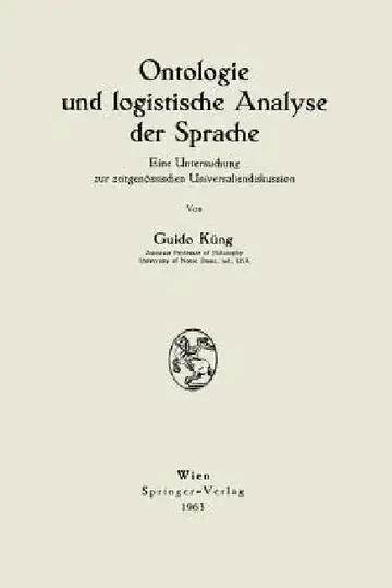 Cover of Ontologie Und Logistische Analyse Der Sprache