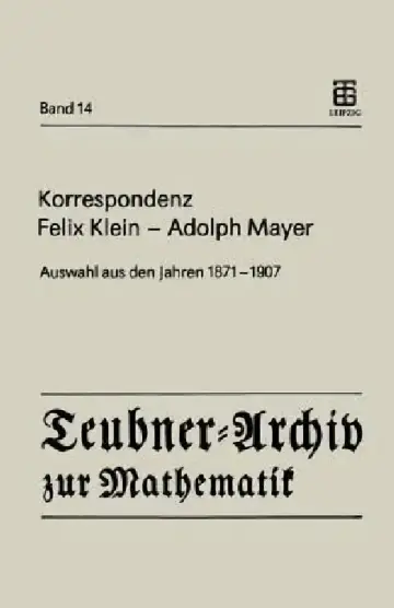 Cover of Korrespondenz Felix Klein -- Adolph Mayer