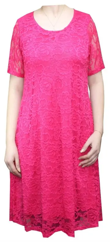 Cover of New Womens Ladies Plus Size Floral Lace Party Short Sleeve Swing Skater Dress'