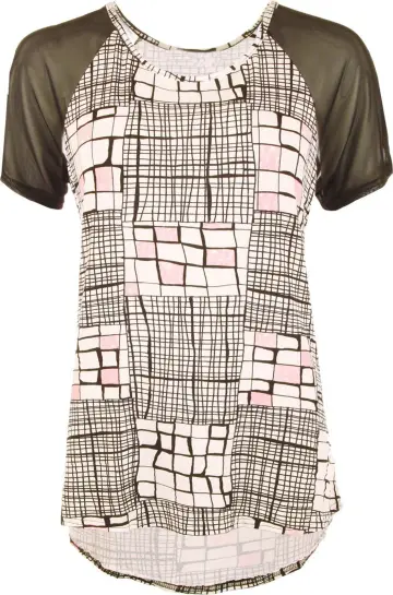 Cover of Womens Ladies Plus Size Chiffon Sheer Mesh Check Short Sleeve Dip Hem Tops 14-32'