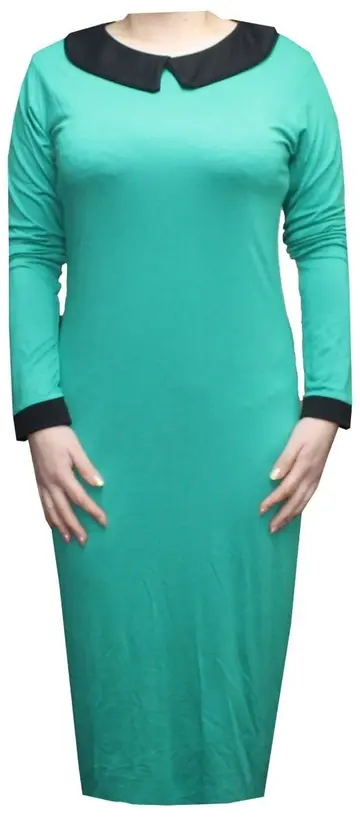 Cover of New Womens Ladies Plussize Bodycon Long Sleeve Plain Peter Pan Collar Midi Dress