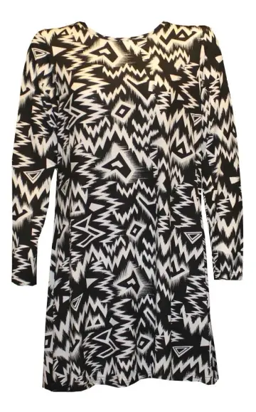 Cover of New Womens Ladies Plussize Tartan Check Print Long Sleeve Flared Swing Dress Top