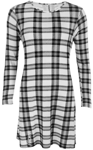 Cover of New Womens Ladies Plussize Tartan Check Print Long Sleeve Flared Swing Dress Top