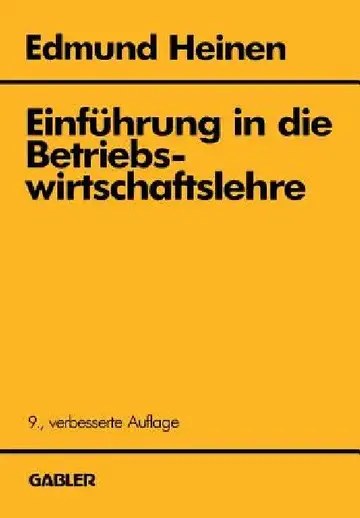 Cover of Einführung in Die Betriebswirtschaftslehre