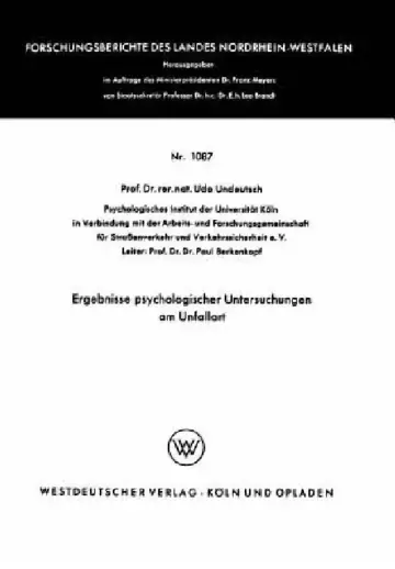 Cover of Ergebnisse Psychologischer Untersuchungen Am Unfallort