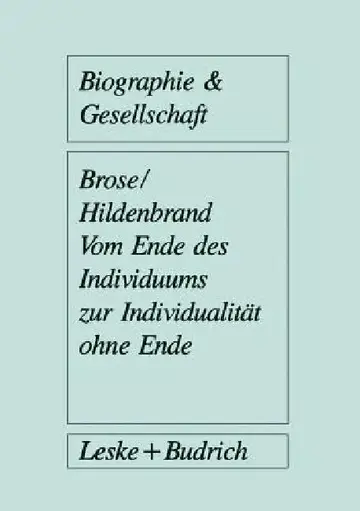 Cover of Vom Ende Des Individuums Zur Individualität Ohne Ende