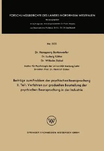 Cover of Beiträge Zum Problem Der Psychischen Beanspruchung