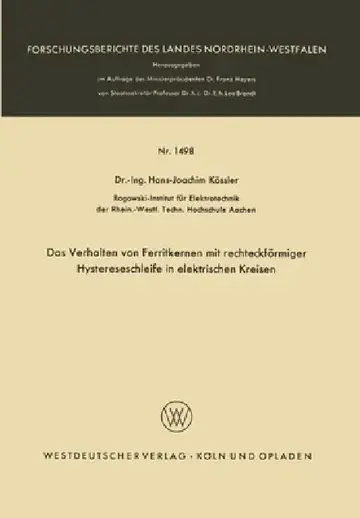 Cover of Das Verhalten von Ferritkernen mit rechteckförmiger Hystereseschleife in elektrischen Kreisen